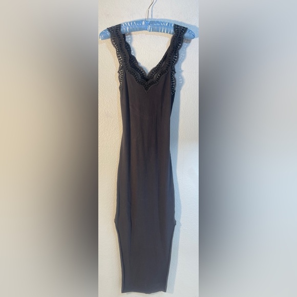 $198 FREE PEOPLE SEXY BOHO Lace Trim Tank Double Slit Maxi Dress - Picture 3 of 7